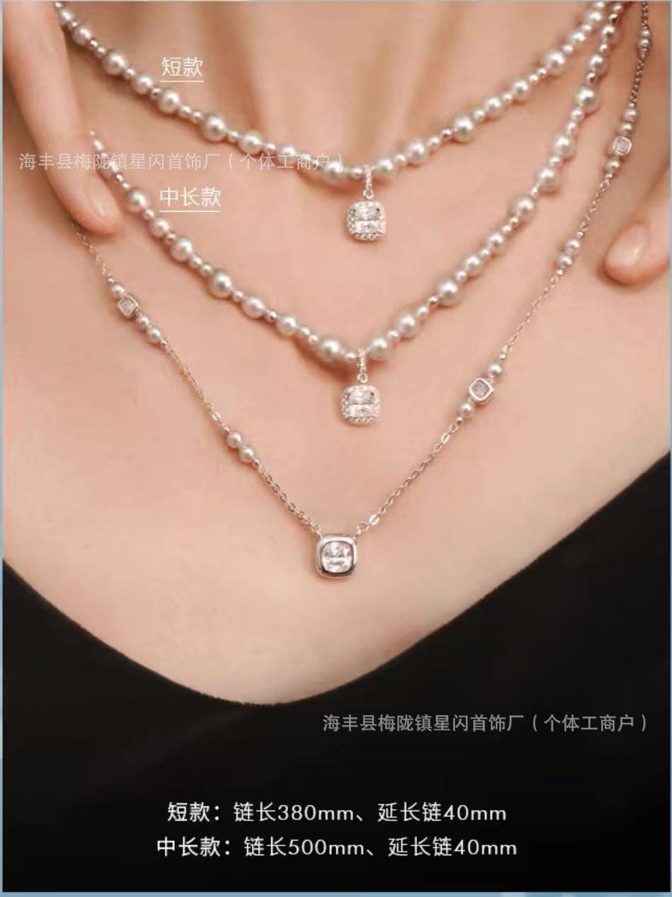 HEFANG何方气泡方糖项链简约气质轻奢优雅珍珠锁骨链高版精工详情2
