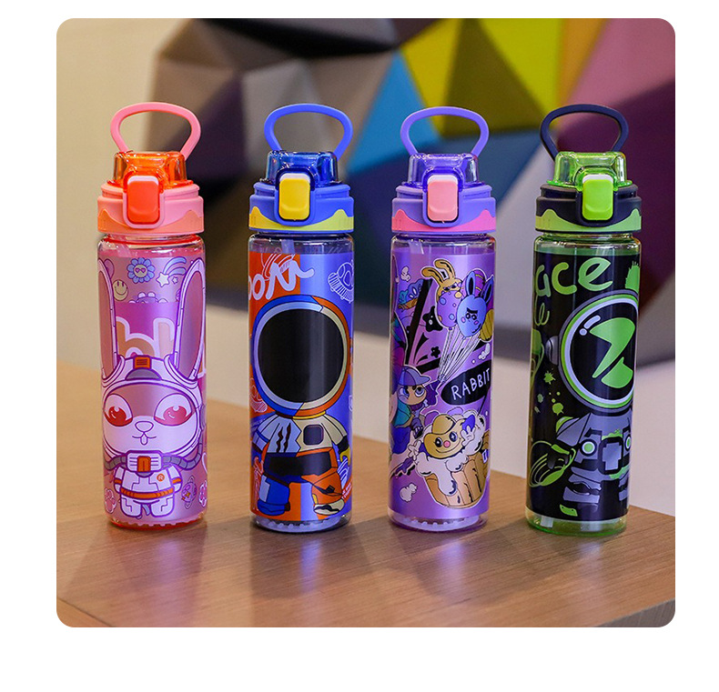 厂家直供新款儿童运动塑料水杯卡通设计吸管杯户外便携大容量水杯详情11