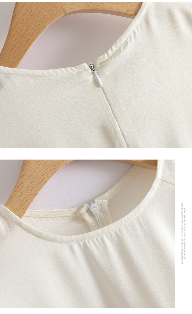 White mulberry silk top, a new summer collection for women, is a versatile and highly elastic double georgette silk T-shirt for women pic 9