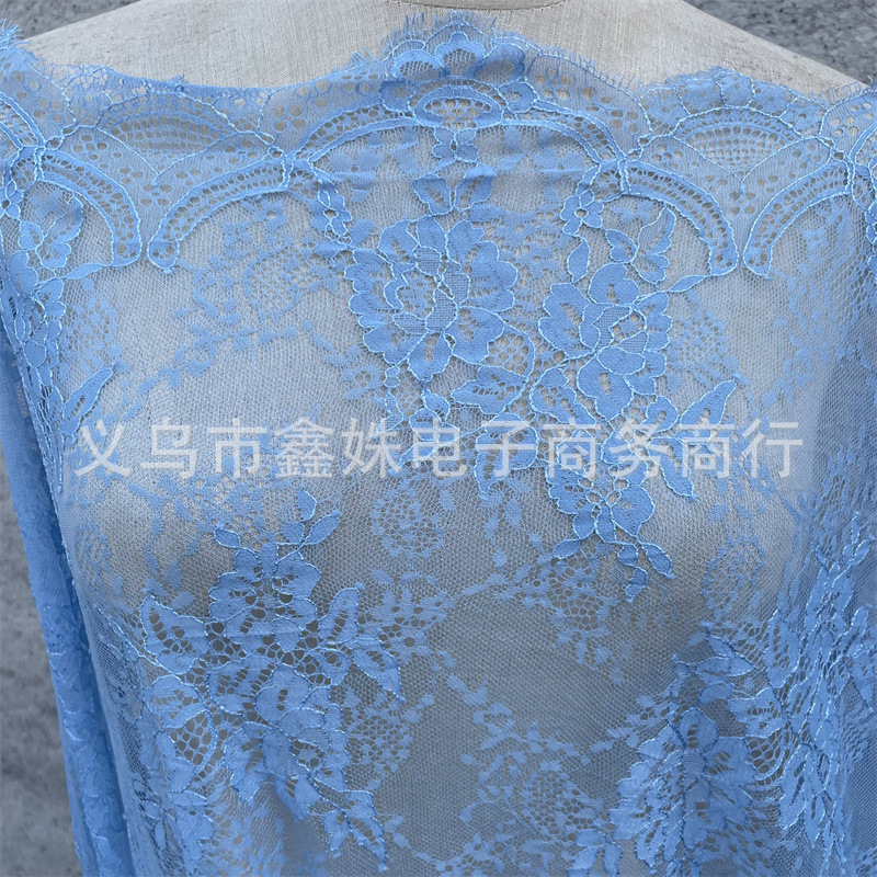 外贸爆款非洲黑人Chantillylace幅宽1.5m*3m厂家现货眼睫毛花详情31