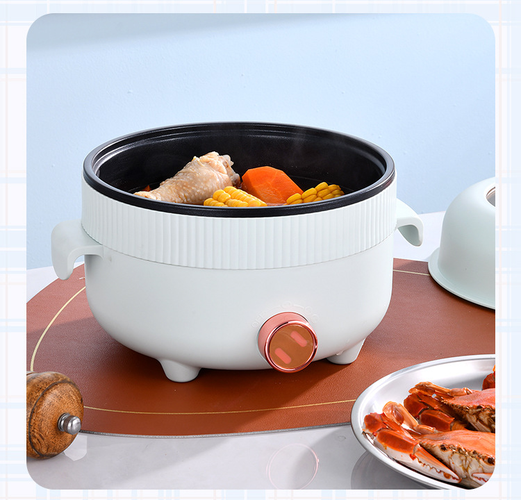 A 22cm height-increased design household multi-functional electric cooking pot, a one-piece pot for frying, boiling, steaming and frying in the dormitory, an electric hot pot and an electric wok pic 24