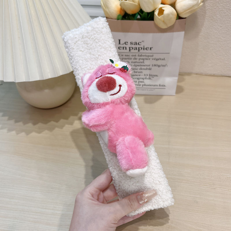 Car seat belt shoulder guard cartoon doll girl strawberry bear anti-lock creative cute soft safety belt protective cover pic 20
