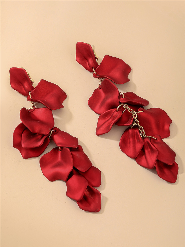 European and American rose petal long tassel earrings, fashionable, ins, elegant, internet-famous, high-end, eco-friendly earrings for women pic 5
