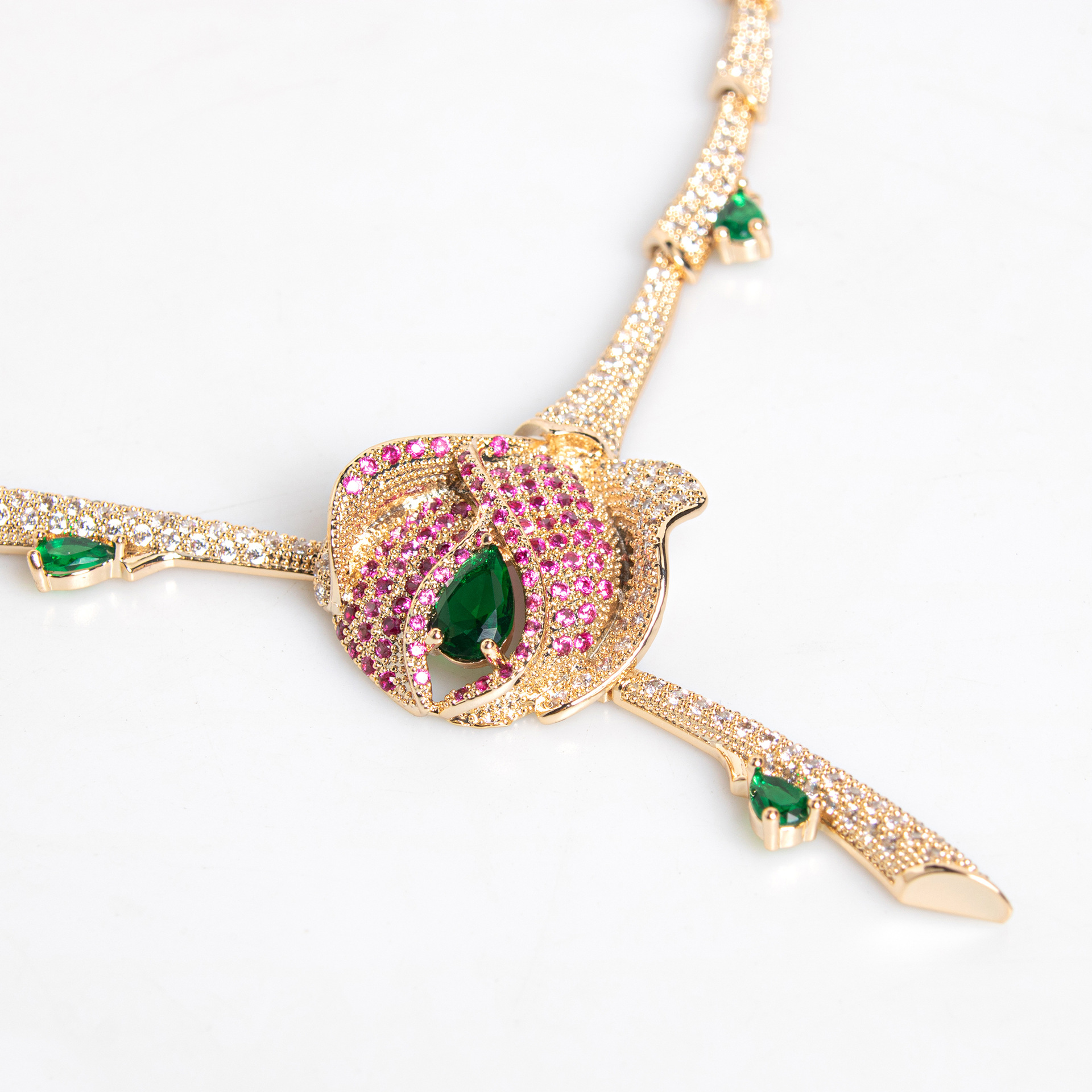 欧美首饰套装新款气质简约花卉新娘项链跨境锆石爆款项链耳钉耳夹lytj29823格蒂莎珠宝首饰宴会礼服饰品详情9