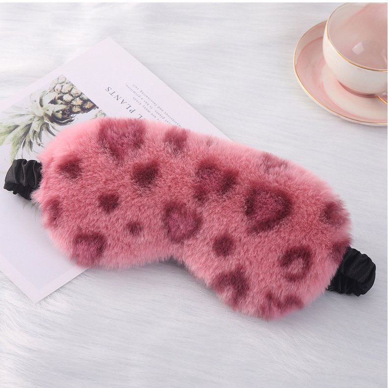 毛绒眼罩豹纹爱心小兔毛居家遮光护眼可爱卡通睡眠眼罩多色现货详情31