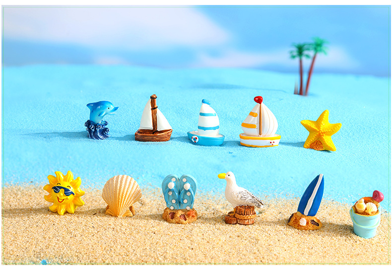 Micro-landscape design, surfboard, sailboat, seashells, seabirds, decorative accessories, ocean, beach and seaside series of small ornaments pic 41