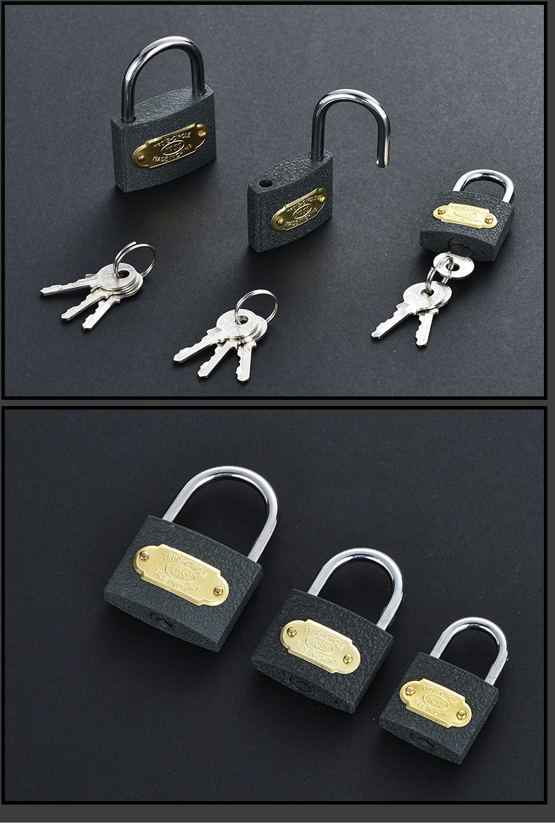 厂家直供灰色锁 大门灰铁挂锁 38挂锁电力表箱锁耐用浦江挂锁批发详情12