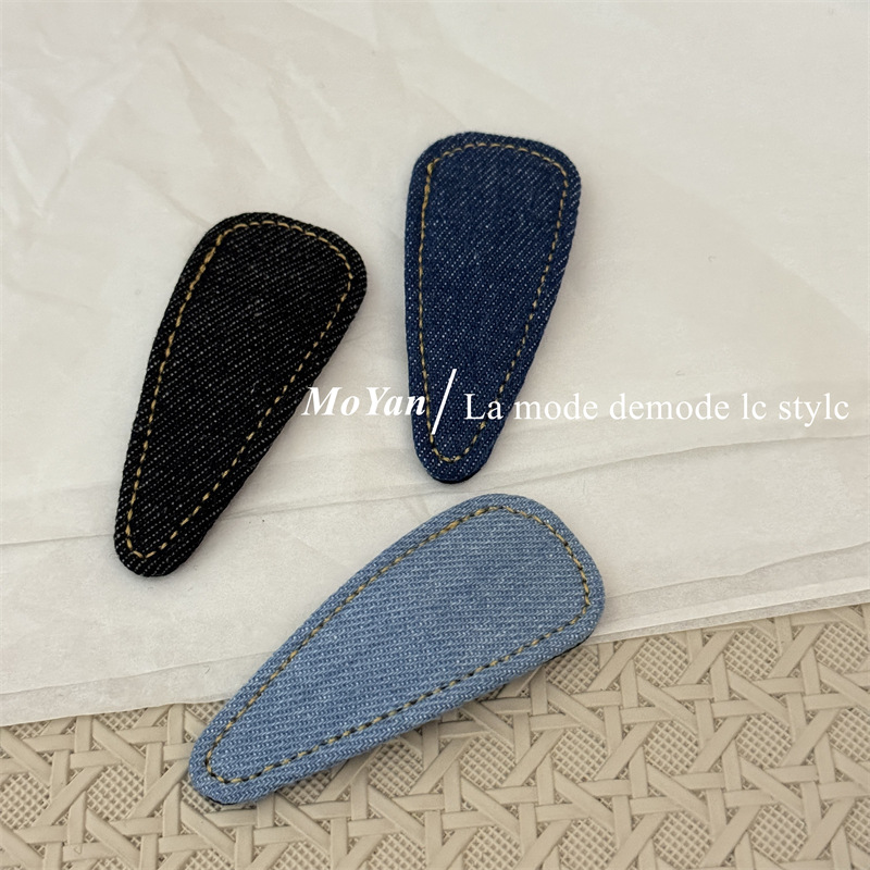 复古简约牛仔蓝高级感新款发夹碎发发卡刘海BB夹气质百搭侧边夹子详情9