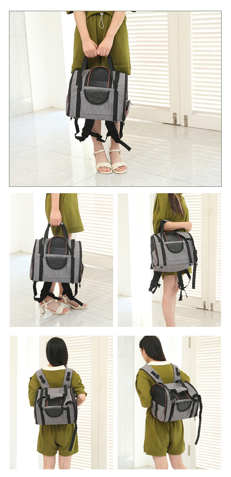 Rongka Pet Cross-border Amazon Bestseller Pet Bag: Double-shoulder cat bag, large-capacity cat and dog pet bag pic 10