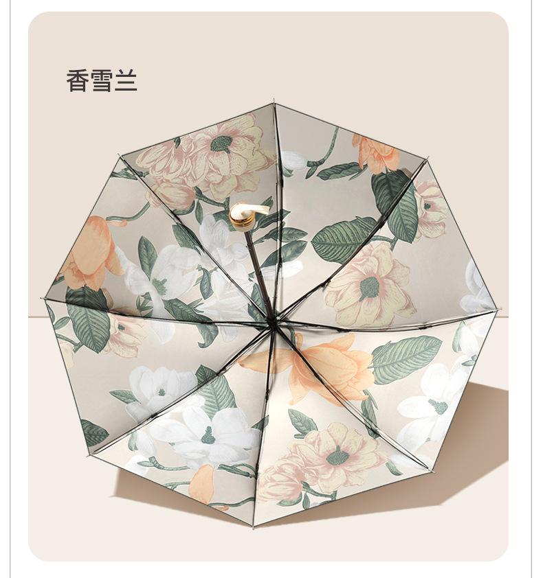8骨三折手开花伞黑胶双层太阳伞创意防晒遮阳伞礼品晴雨伞批发详情12