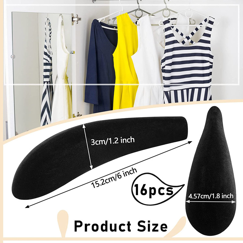 Black thickened and widened anti-slip and anti-deformation shoulder support for flocked clothes hanger, shoulder pad for shoulder shaping of clothes hanger accessories pic 20