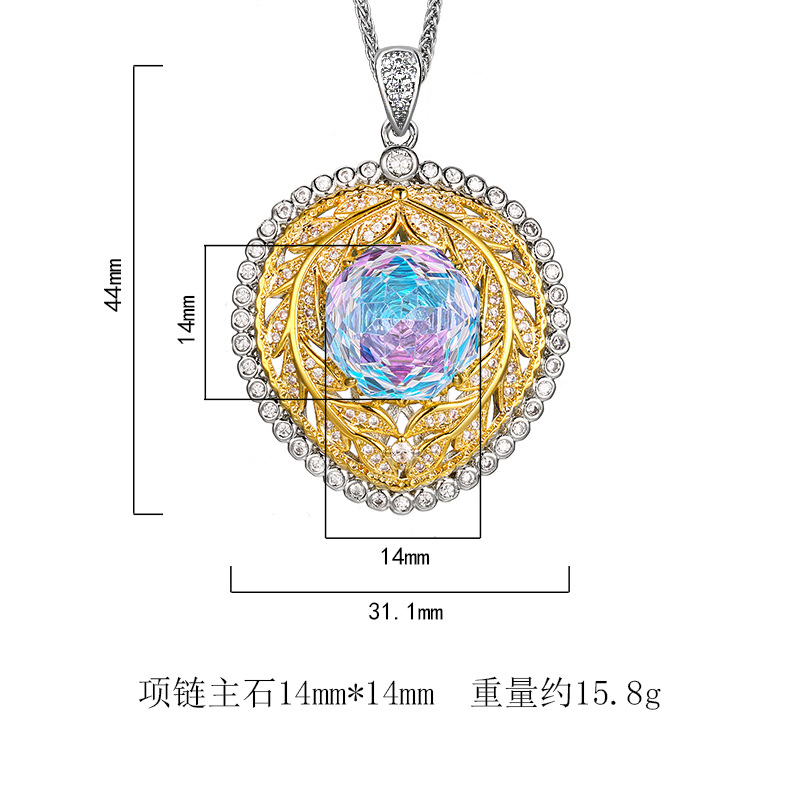 2025新款庄生生珠宝铜底镀金千禧切火龙果色气质吊坠女主石14mm详情2