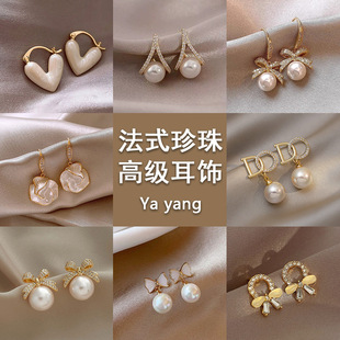 高级感珍珠耳夹无耳洞三角耳夹复古流苏耳环气质耳饰外贸饰品批发详情2