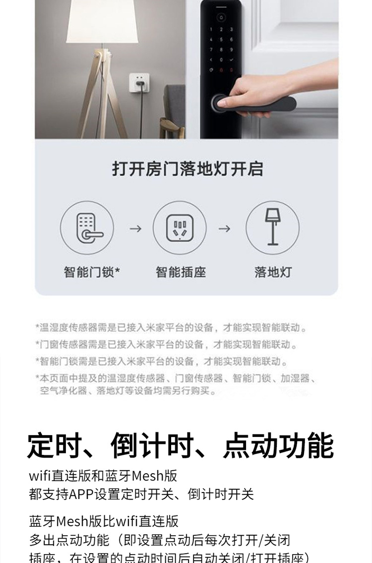 The smart socket can be directly connected via wifi or via Bluetooth Mesh. It supports remote control by Xiaoai through the mobile APP and voice control pic 5