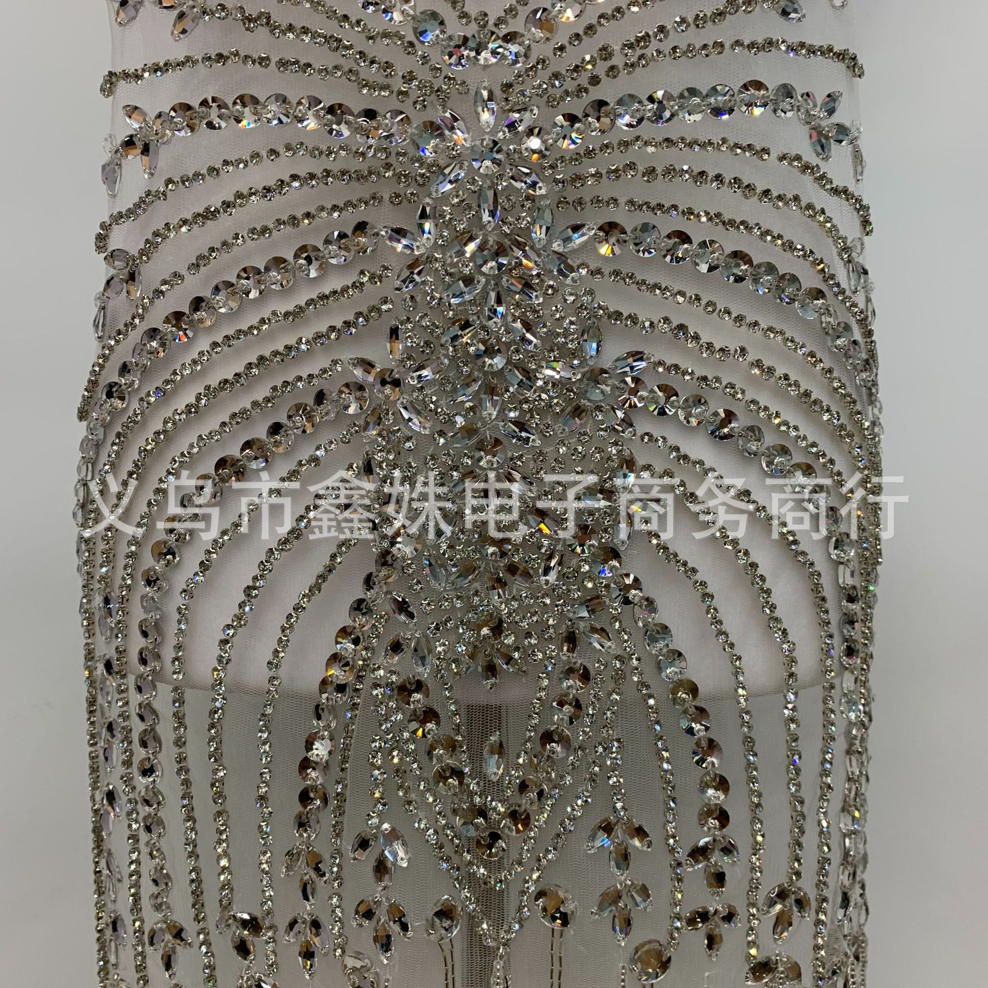 Double-layer tassels, hand-stitched, heavy floral applique, crystal rhinestone patch, wedding dress, Latin dance fashion show pic 14