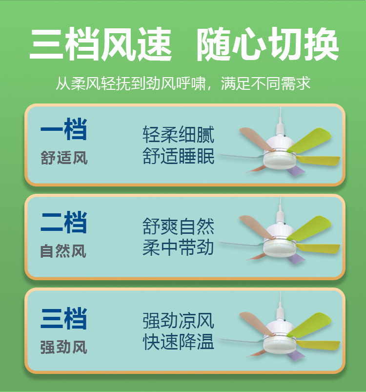 U型6叶灯LED折叠叶子灯E27螺口飞碟灯宽压遥控调光风扇灯可调光详情7