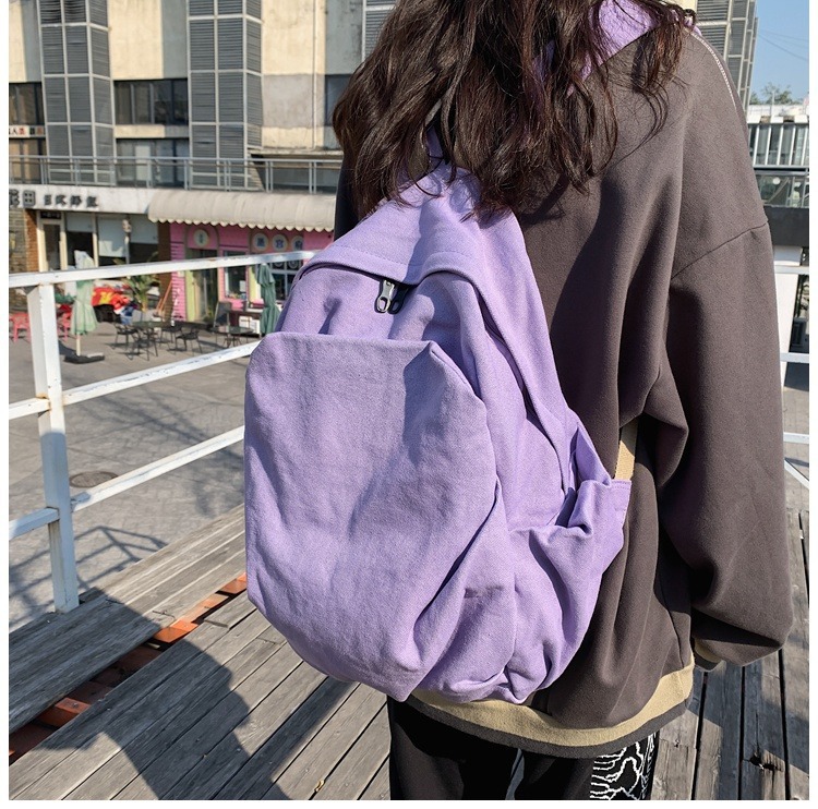 书包女休闲复古耐磨帆布双肩包男女日系大学生简约百搭旅行背包男详情22