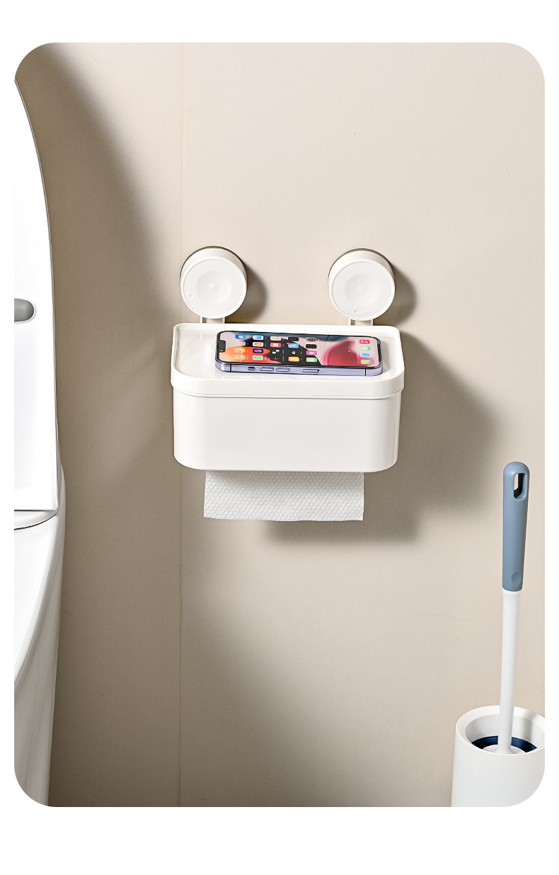 Cross-border best-selling tissue box, bathroom wall-mounted waterproof toilet paper box, non-perforating toilet toilet paper, tissue paper storage pic 12