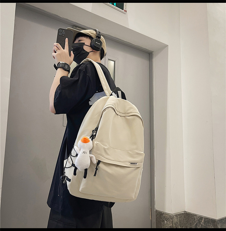 双肩包男士简约大容量旅行背包女休闲日系初中生高中大学生书包男详情6