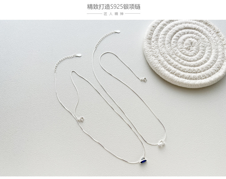 925纯银水滴锆石项链女韩国小众品牌SOUHAI宝石白银色锁骨链N0396详情13