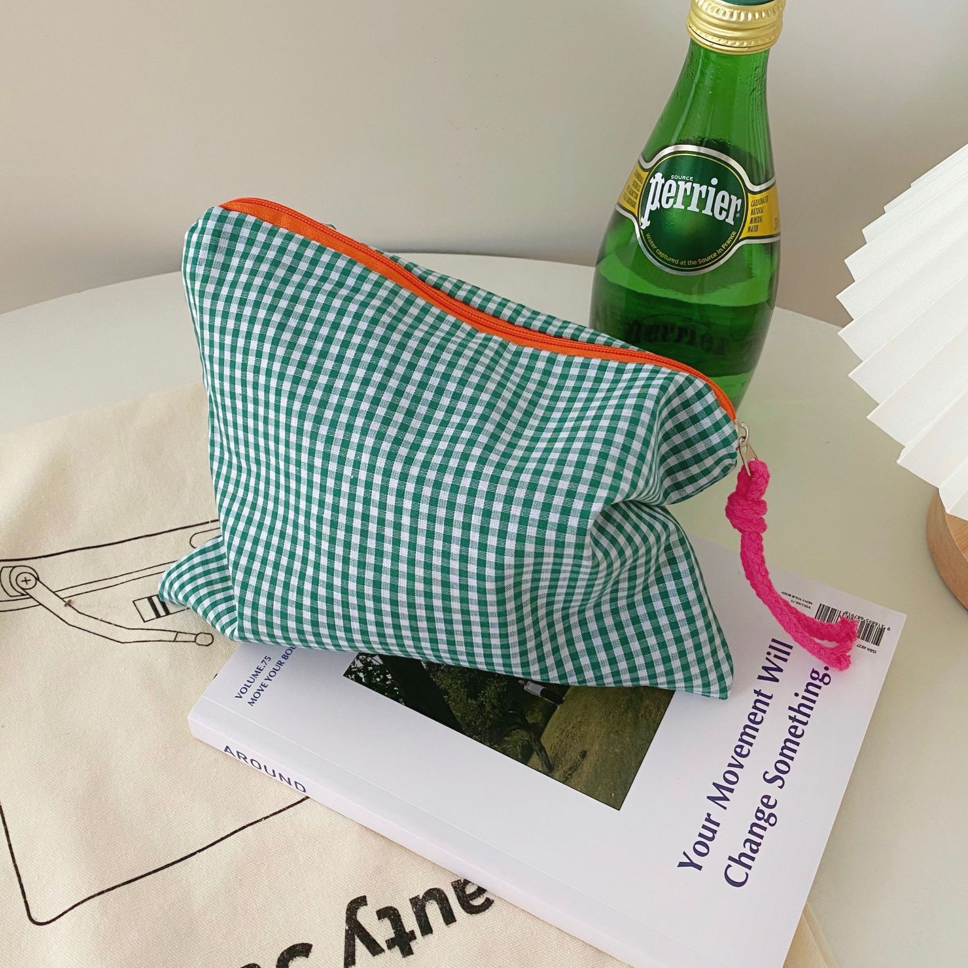 大容量撞色格子包化妆包女ins风便携化妆品收纳袋护肤品洗漱收纳详情10