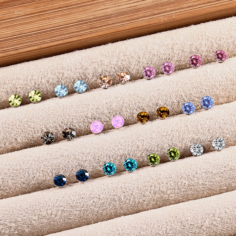 s925通体纯银爆闪施家华子耳钉彩色耳骨钉爆闪螺丝拧扣耳蜗钉耳饰详情13