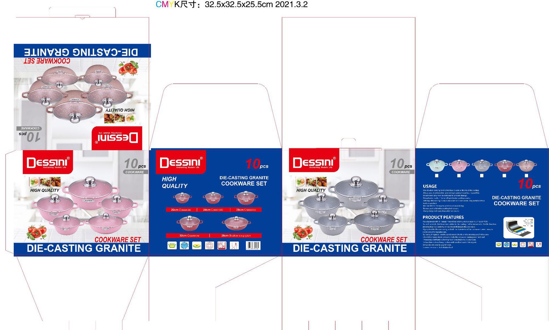 cookware dessini10pcs Non-stick Pan Set, Aluminum Pan set, tourmaline die-cast aluminum pan set pic 11