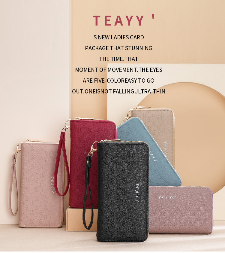 钱包女生长款双拉链wallet手机包女士钱夹大容量手拿包零钱包批发详情4