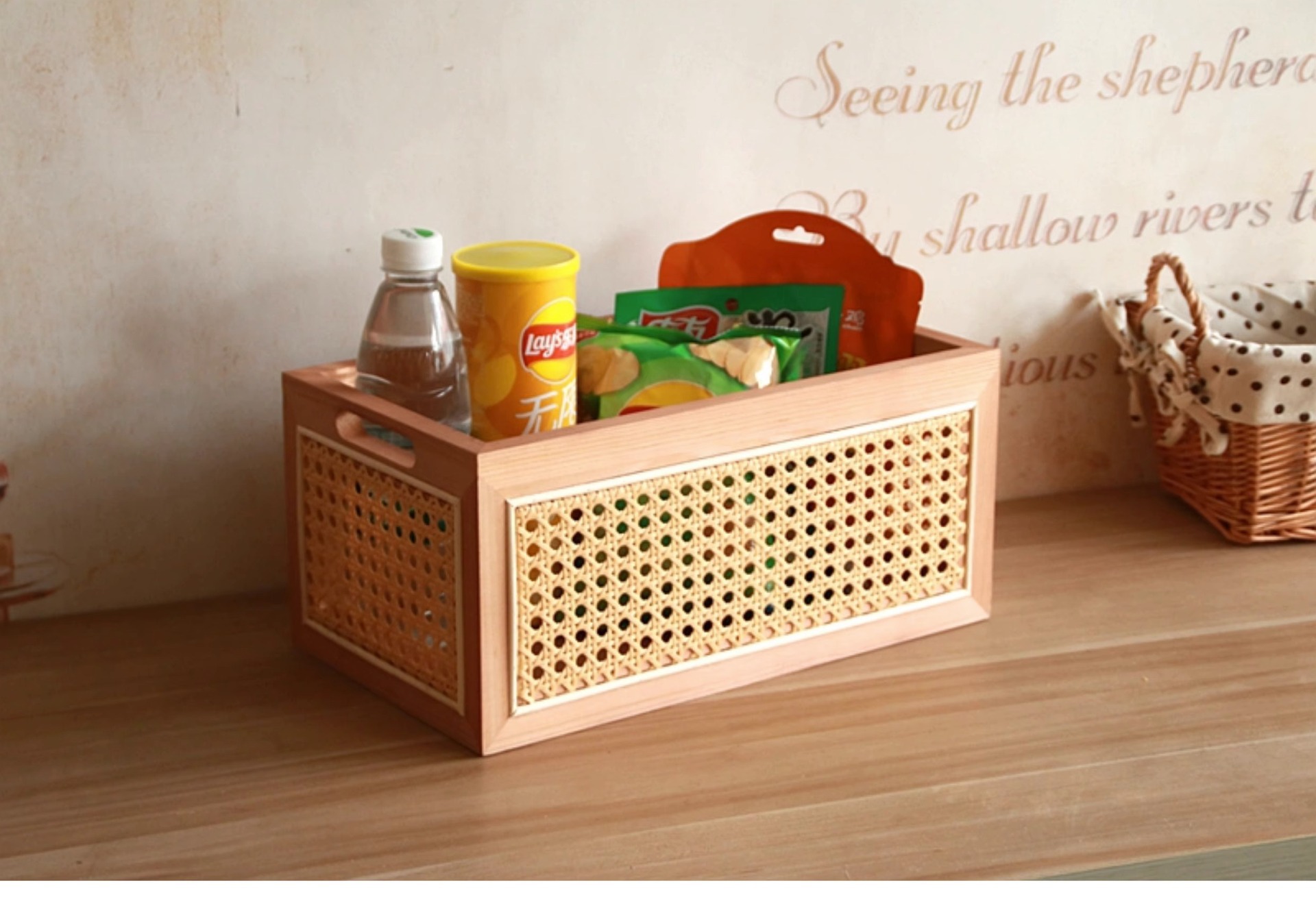 越南藤编收纳筐手工实木美式高档编织篮茶几杂物盒桌面收纳框篮子详情13