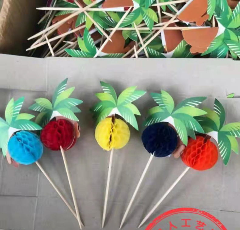 Disposable fruit skewers, cold dish platters, artistic ornaments, high appearance level, hamburger cake, sushi, cocktail and drink skewers pic 3