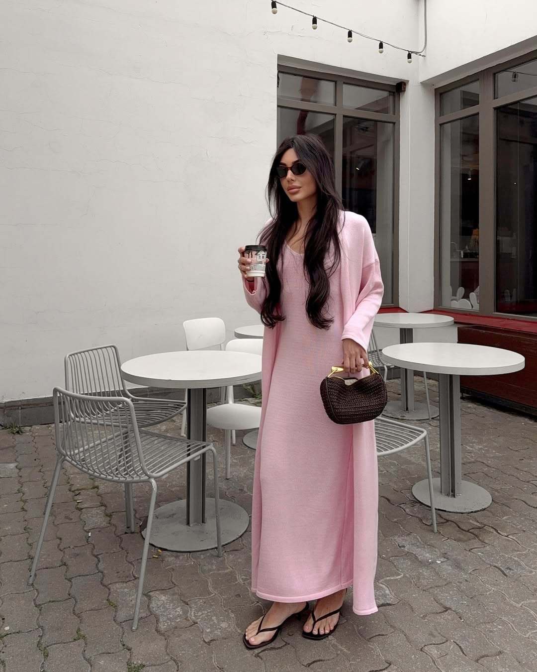 2025 Cross-border Bestseller Pure Cotton Knitted Set: Sexy Deep V halter long Dress + Lazy cardigan: Soft and skin-friendly pic 41