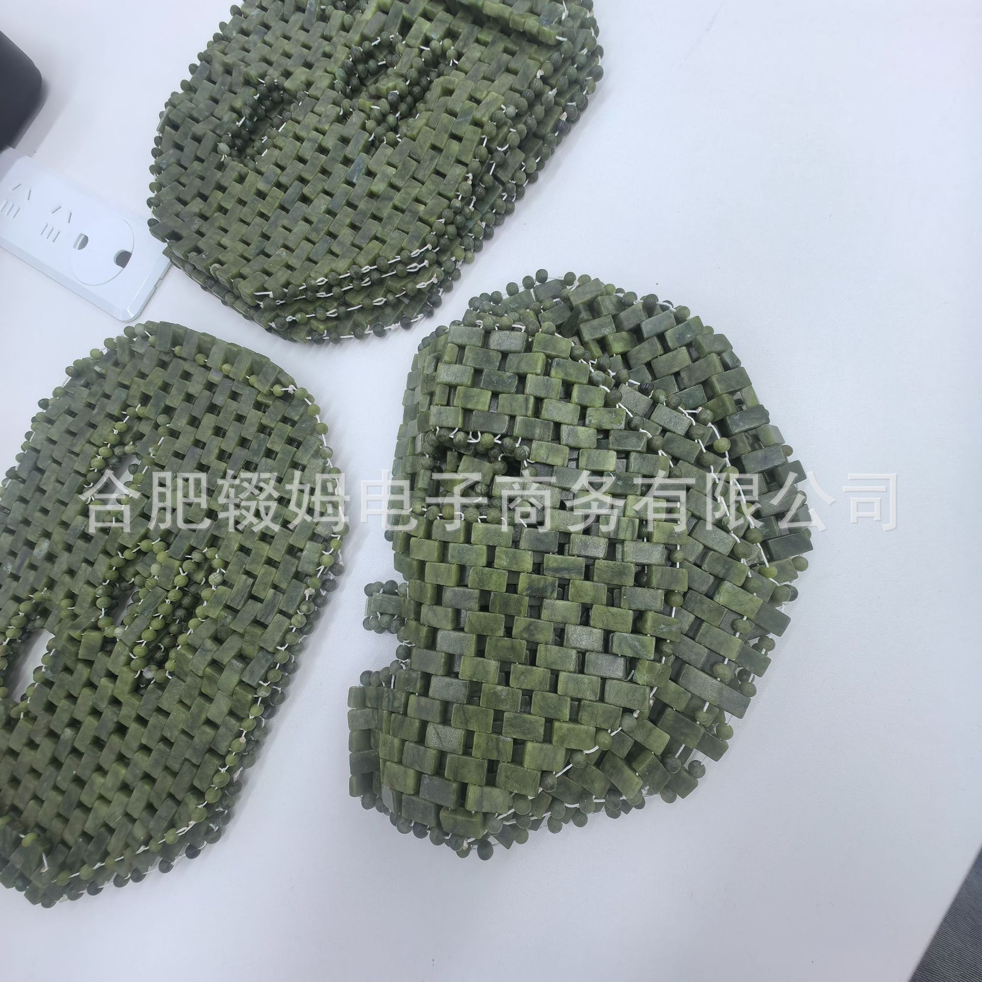 天然绿凤玉玉石面膜面罩亚马逊眼罩玉石眼帘手工编制眼部冰敷眼罩详情4
