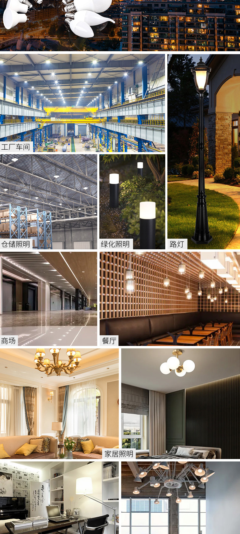 跨境专供LED球泡灯塑包铝A60家用超亮E27 B22螺口白光暖光节能灯泡详情5