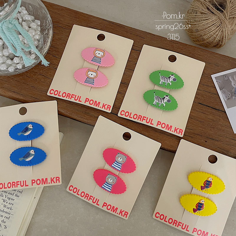 春季新款卡通印花椭圆儿童掰掰夹甜美前额碎发宝宝百搭刘海夹发卡详情4