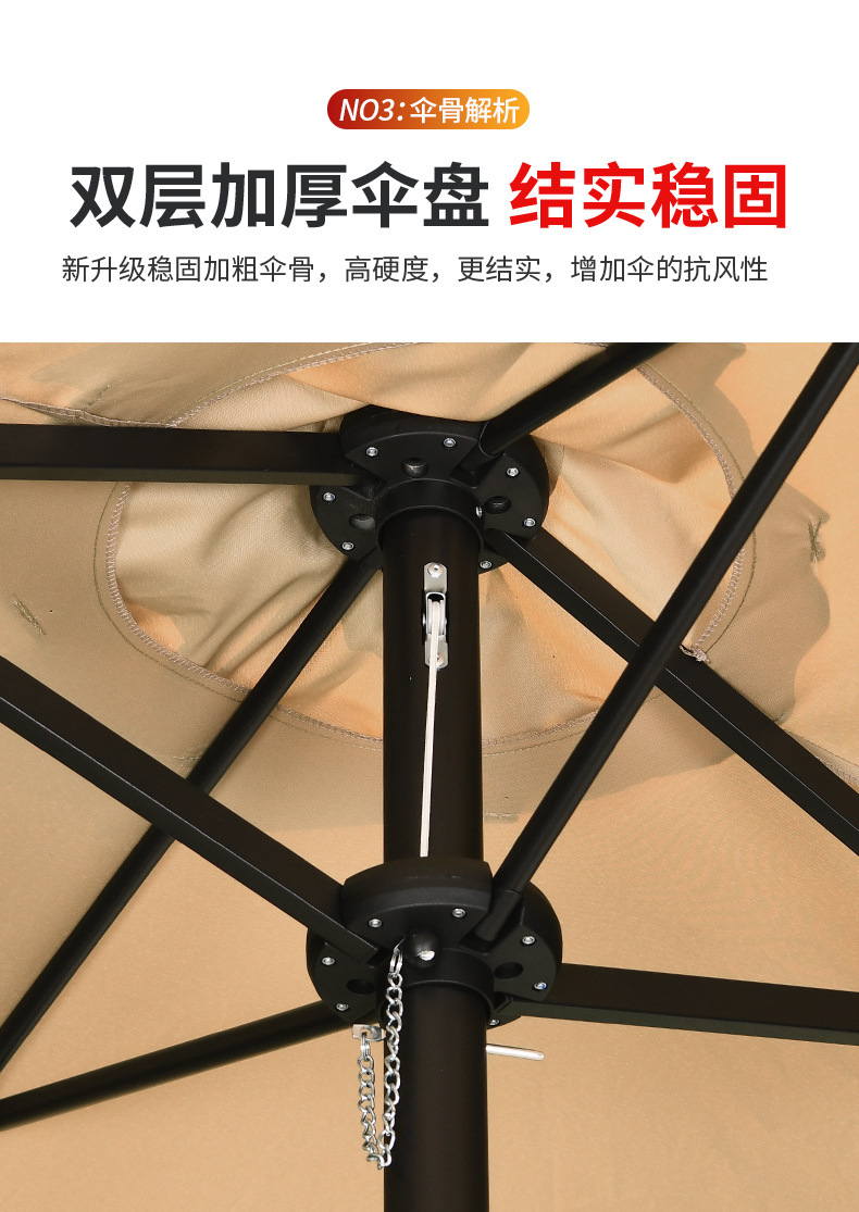 户外庭院休闲棚室外花园露营伞三头太阳伞遮阳伞中柱伞沙滩蓬批发详情10