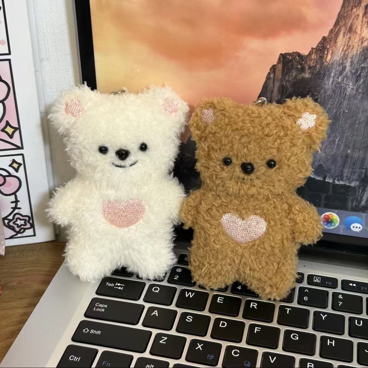 卡通磁吸抱抱熊钥匙扣送男友女友礼物吱吱叫包包挂件毛绒玩偶贴贴熊可爱娃娃详情5