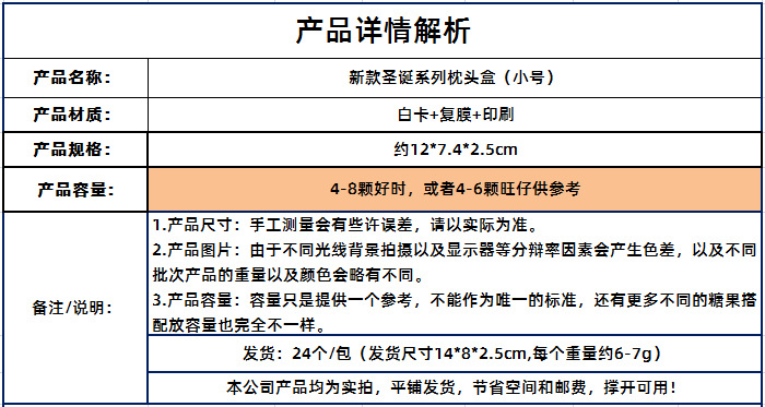 24个装欧式新款圣诞糖果包装纸盒圣诞节礼品喜糖盒森系圣诞枕头盒详情34