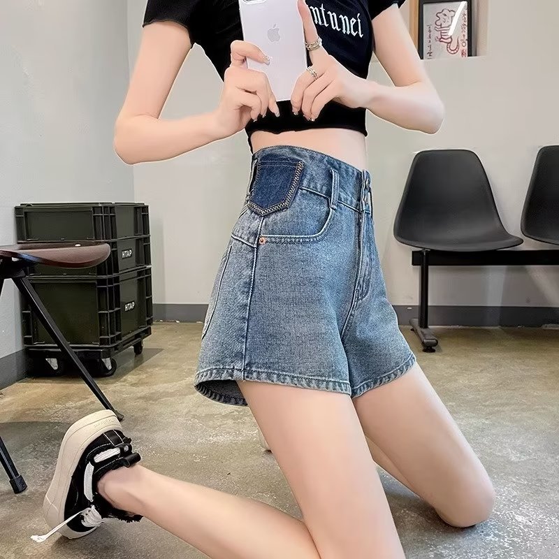 High-waisted denim shorts for women in summer, 2023 new style, slimming and hot pants for A-line petite girls pic 6