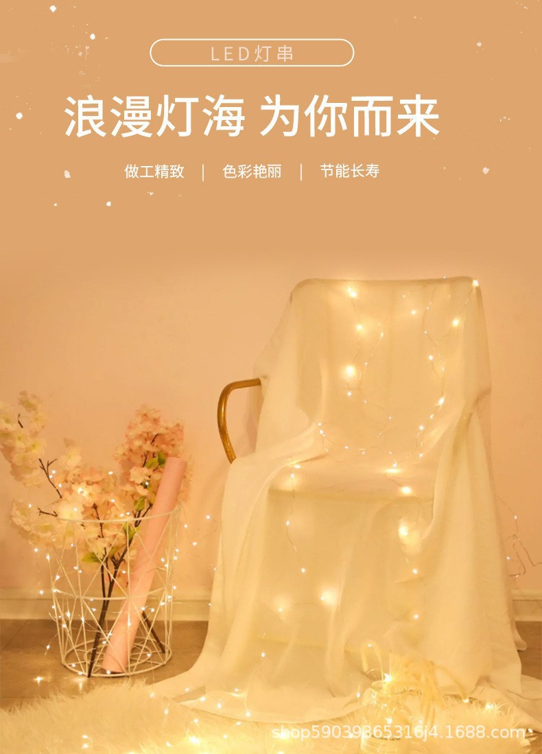 LED light-emitting lamps, adjustable flashing small string lights, small white box lights, small square box light strings, 1m, 2m, 3m, 5m warm color lights pic 4