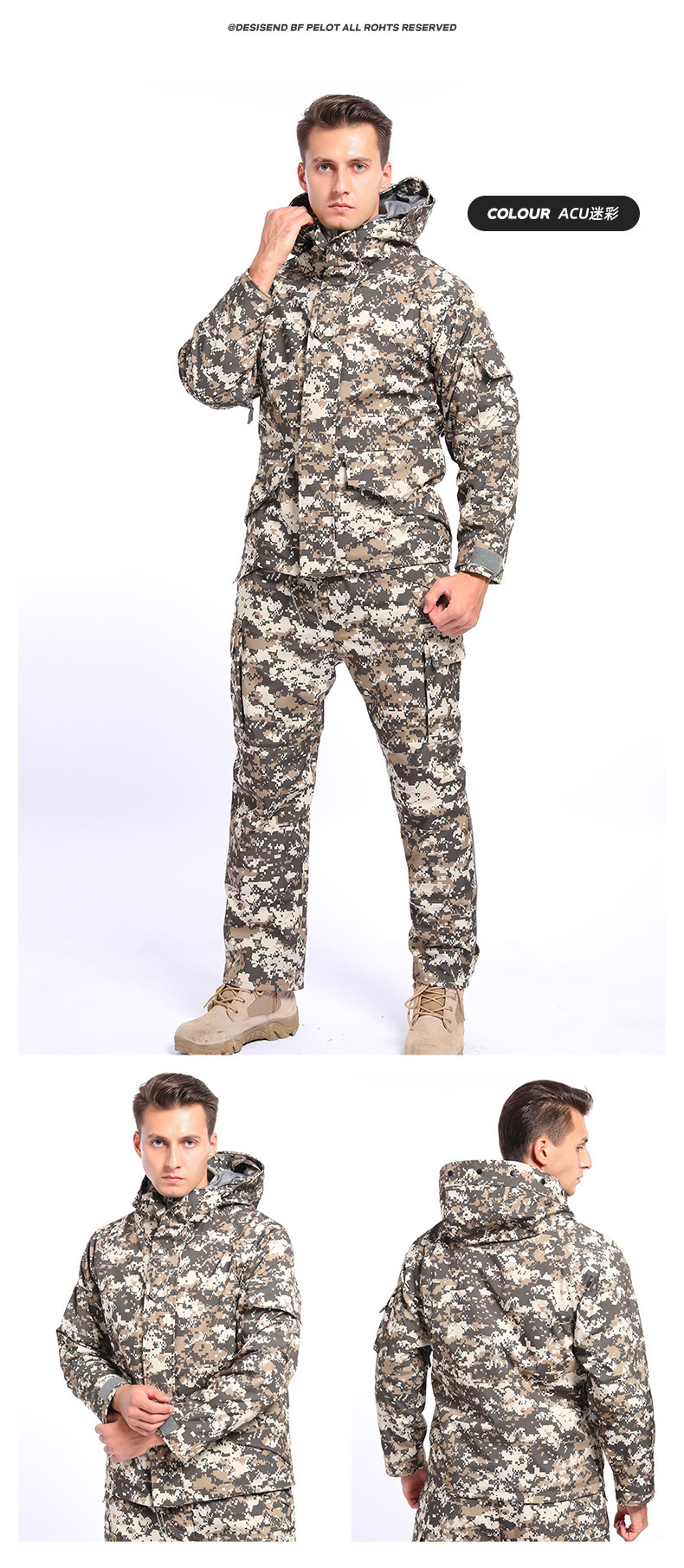 Yitu inner liner Men's G8 fishing camouflage down jacket three-in-one hiking, cycling, warm skiing set, cold-proof workwear fleece pic 18