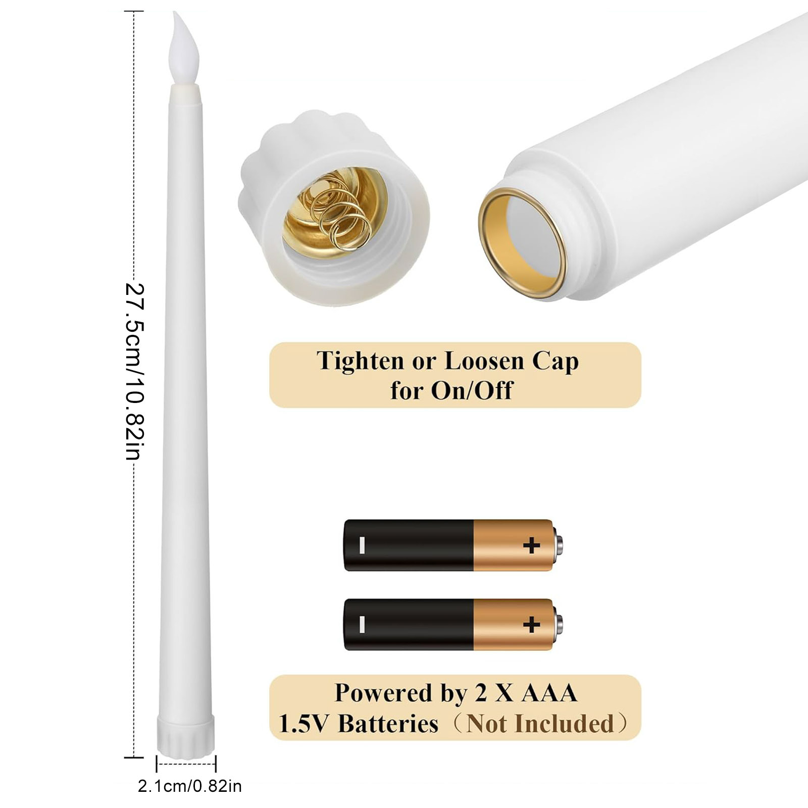 跨境无烟仿真长杆蜡烛 led发光白色聚会家居装饰长杆锥形发光蜡烛详情7