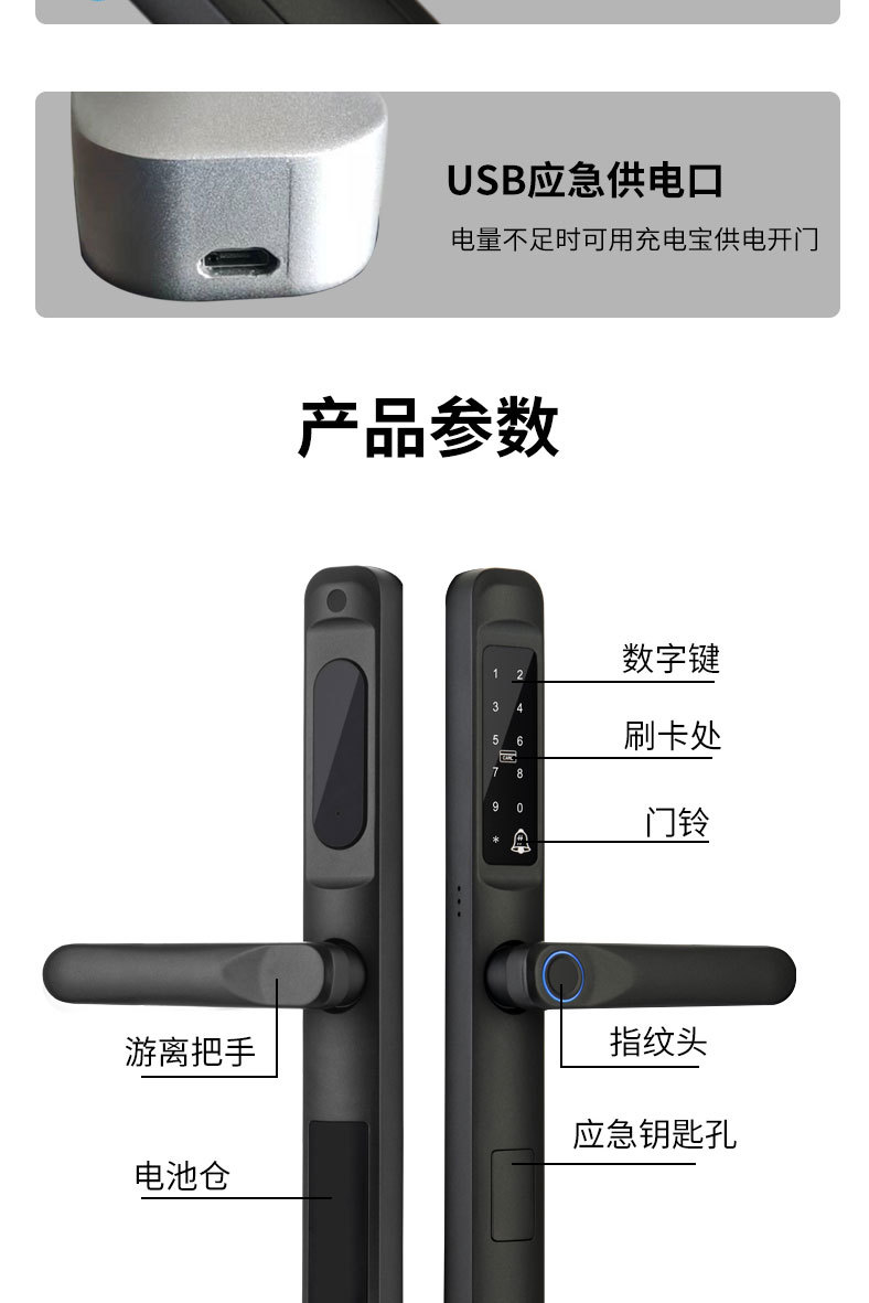 Graffiti Broken bridge aluminum narrow door smart fingerprint lock, household waterproof house door lock, remote card swiping password cross-border smart lock pic 16