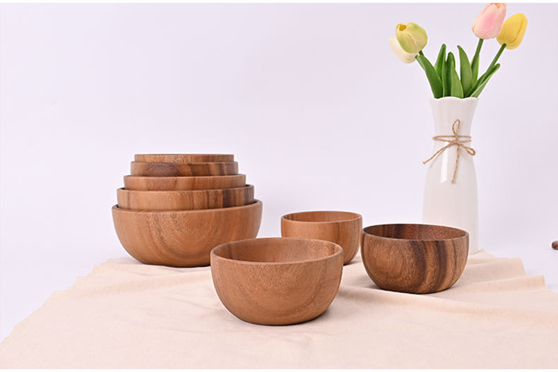 整木圆形复古风相思木碗木头日式沙拉碗实木装汤碗量大从优详情7