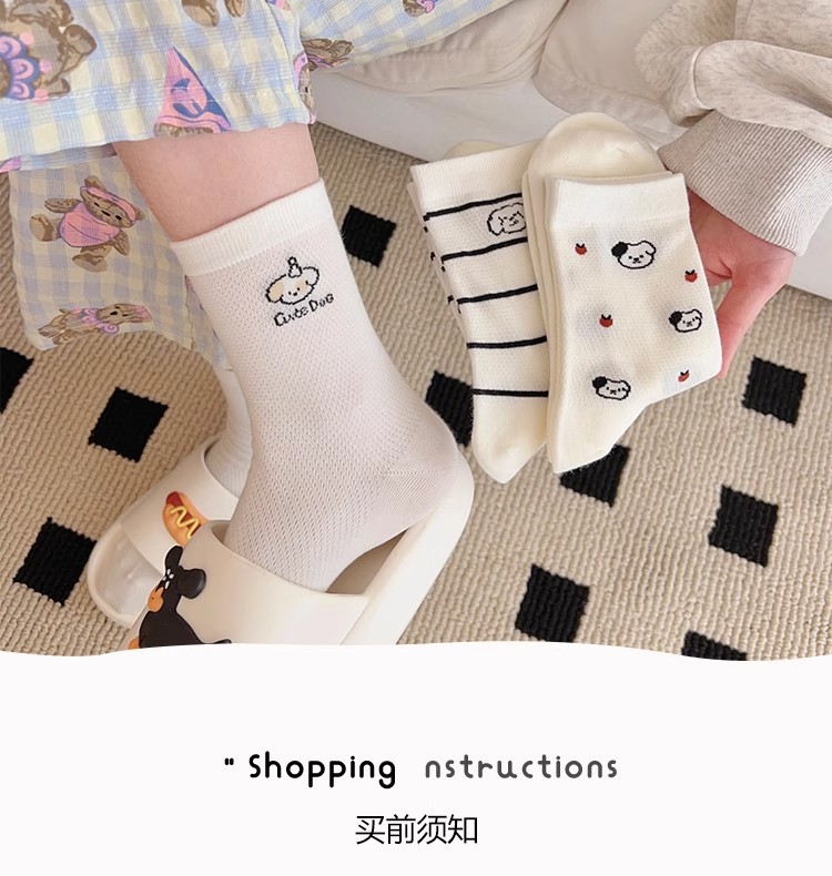 Wholesale of Chinese-style white mid-calf socks for women, summer thin anti-odor socks, Japanese-style cute cartoon sweat-absorbing spring and autumn long socks pic 13