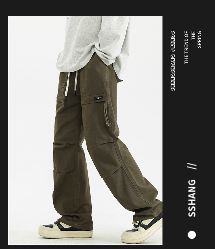 纯棉工装裤子男士2025春季新款宽松直筒美式潮牌阔腿休闲伞兵长裤详情17