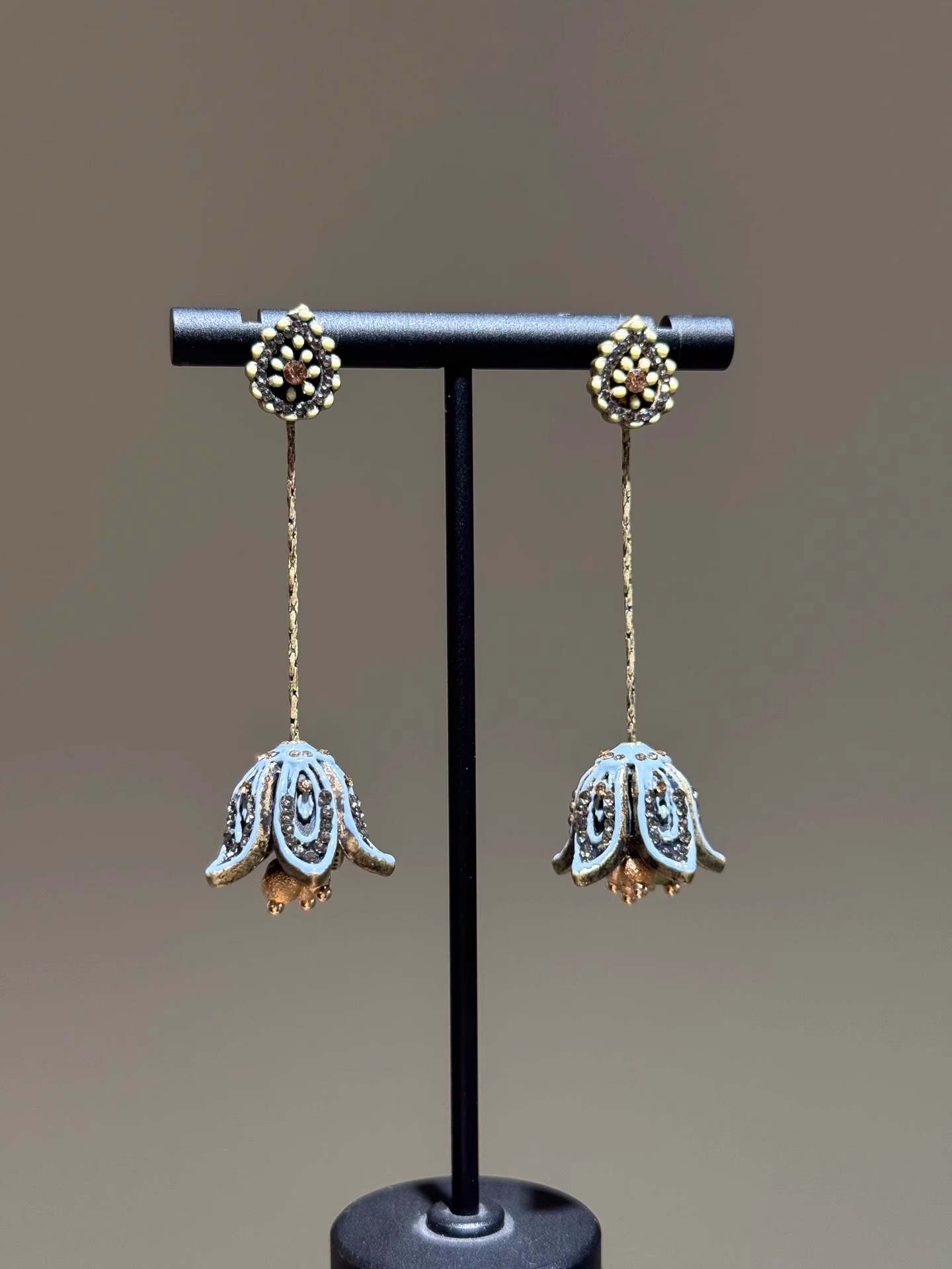 姜妍同款花朵耳环长款波西米亚民族风流苏耳饰女复古高级耳钉耳夹详情8