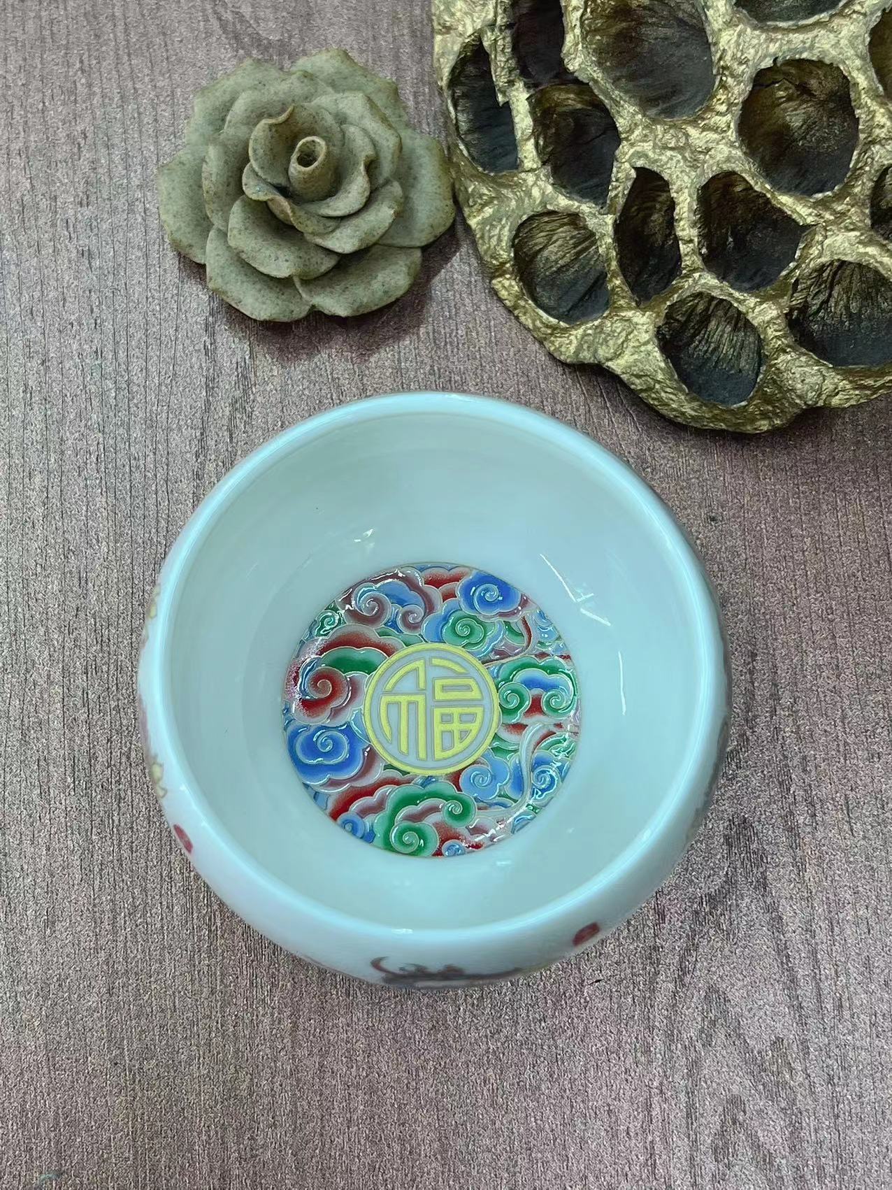 羊脂玉罗汉杯主人杯陶瓷堆金福杯功夫茶茶具品茗杯个人礼品节日详情13