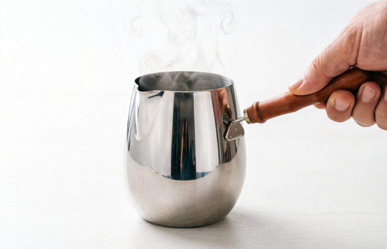 304 stainless steel latte art milk cup, small oil-pouring pot, hot oil baby food pot, milk pot, long handle, household oil-pouring pot pic 3