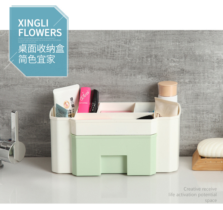 Pull-out cabinet desktop storage box, cosmetics, facial masks, lipsticks, skin care products compartments, plastic storage box, home organization box pic 3
