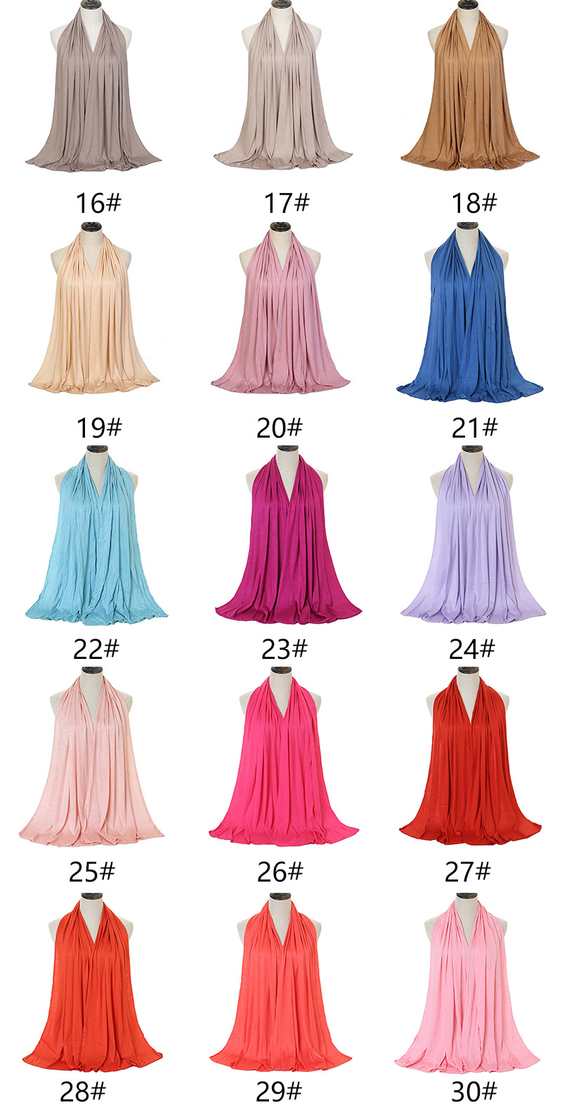 Cross-border Middle East best-selling solid-color mercerized cotton headscarf, soft and versatile, warm autumn and winter shawl Jersey scarf pic 16